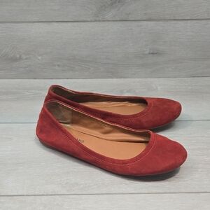 Lucky Brand Women Emmie Red Suede Flats Loafer Shoes Sz 8M